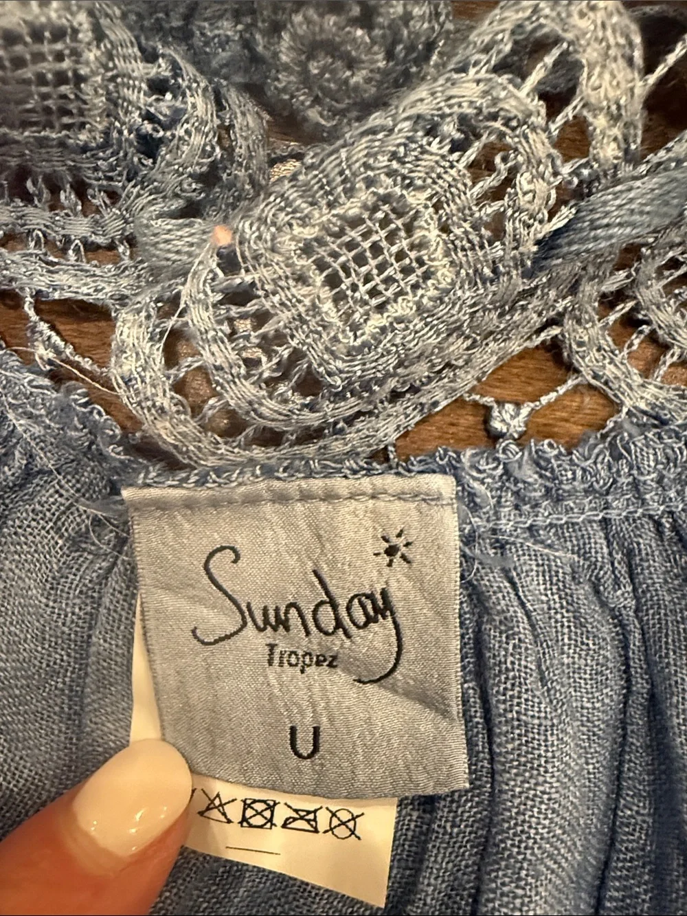 Light Blue (denim wash look) Eyelet Adjustable Tie-Shoulder Swim Coverup Dress
